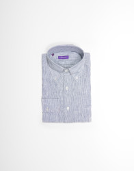 Patrick Hellmann Collection Linen Shirt Withe Blue Stripes  thumbnail